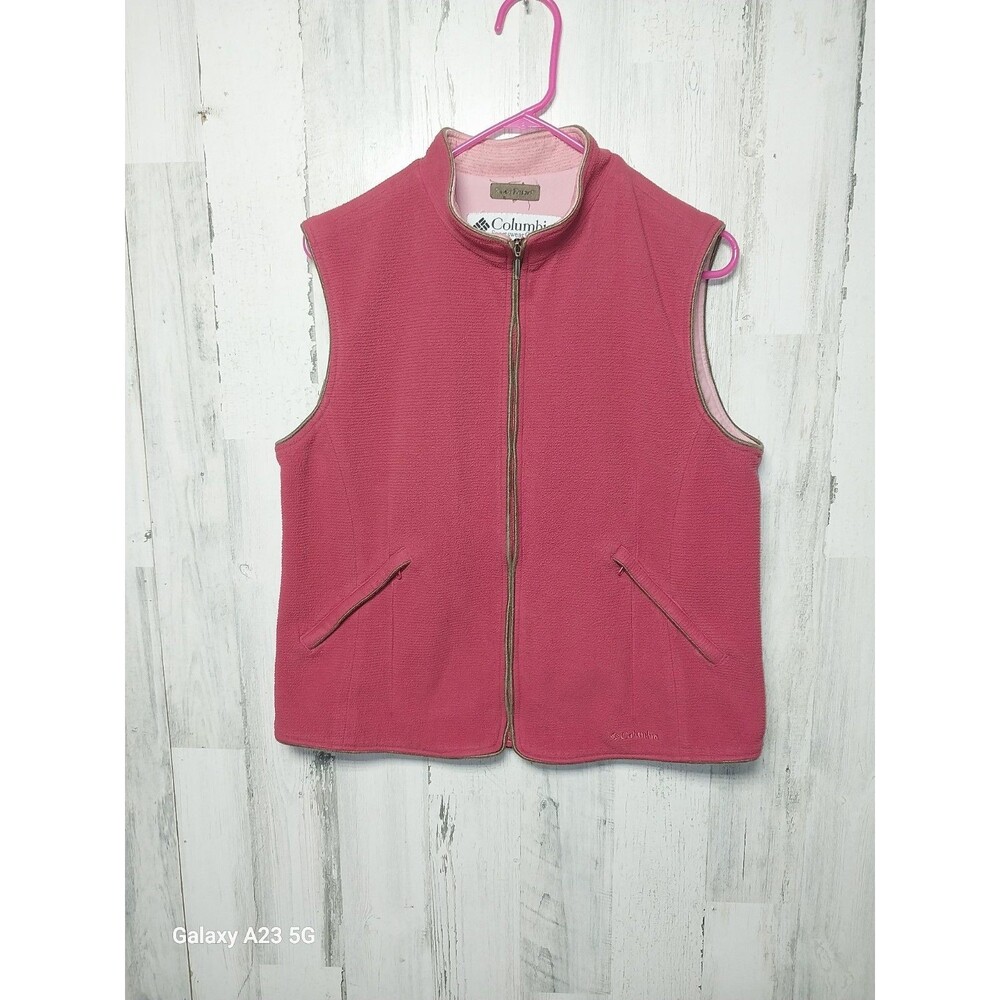 Columbia Sportswear Women's Large Raspberry Fleece Vest With Pink Lining